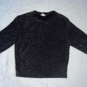 Garage Sparkly Black Cropped Top